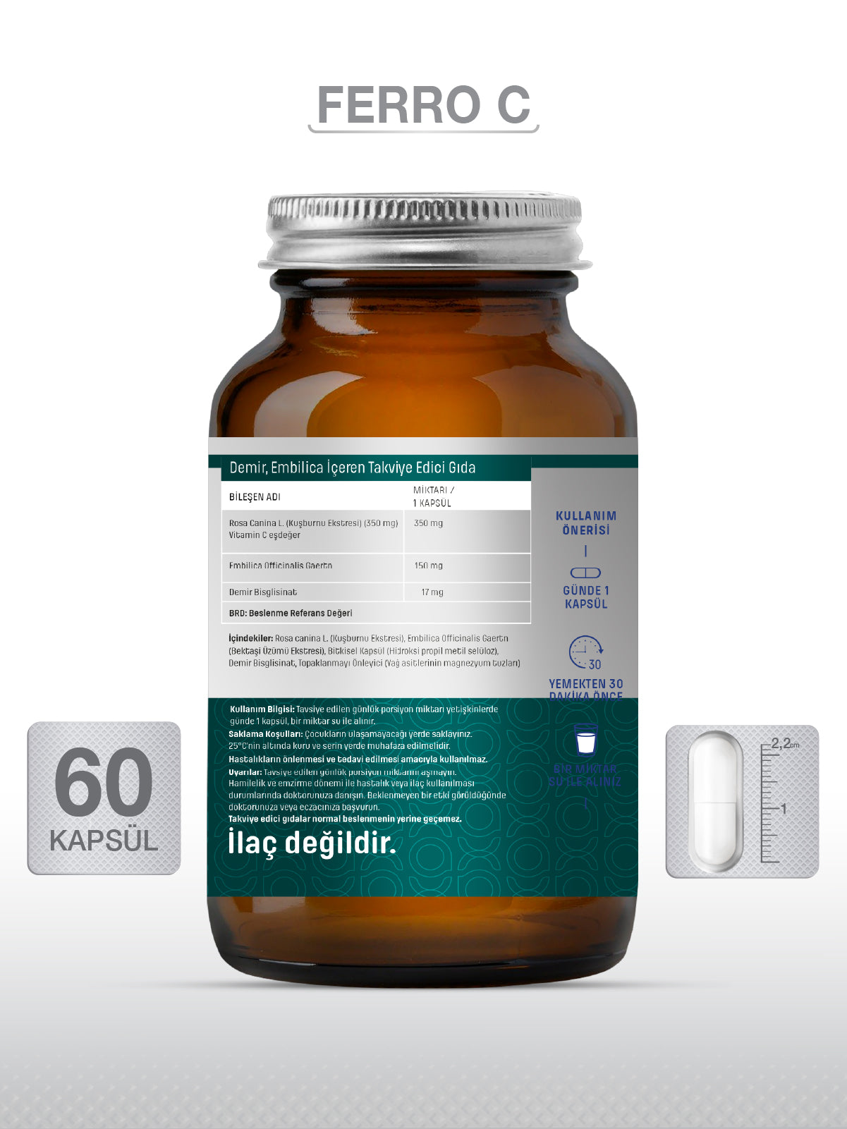 GOODDAY FERRO' C 60 KAPSÜL TAKVİYE EDİCİ GIDA