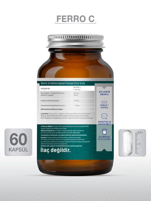 GOODDAY FERRO' C 60 KAPSÜL TAKVİYE EDİCİ GIDA
