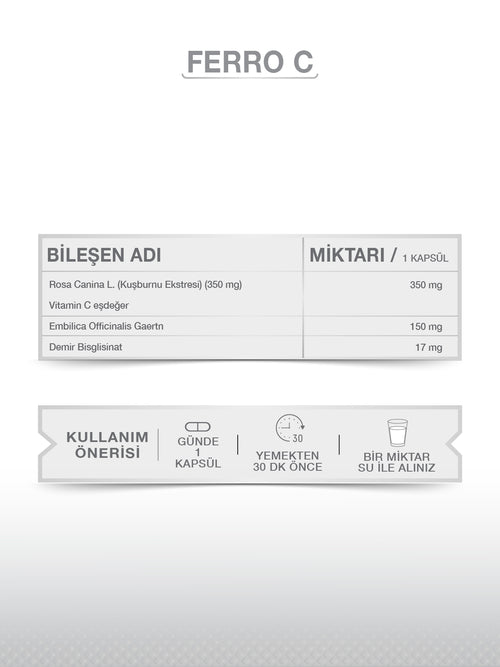 GOODDAY FERRO' C 60 KAPSÜL TAKVİYE EDİCİ GIDA
