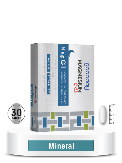 MAGNESIUM PLUS GT (MAGNEZYUM BİSGLİSİNAT - L-TREONAT) & P5P 30 TABLET