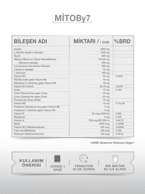 MİTOBY7 MULTİVİTAMİN & MİNERAL 7 SAŞE