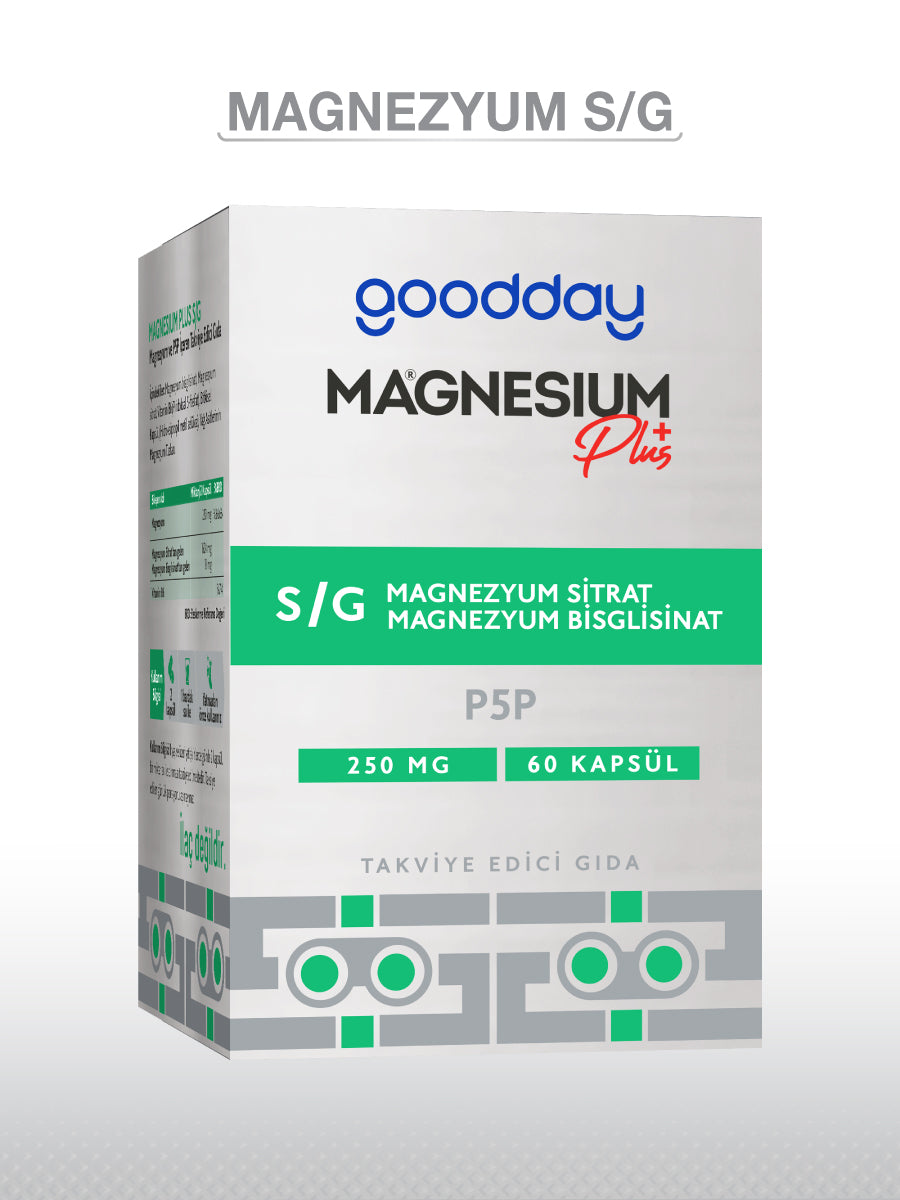 GOODDAY MAGNESIUM PLUS S/G (BİSGLİSİNAT SİTRAT & P5P)60 KAPSÜL