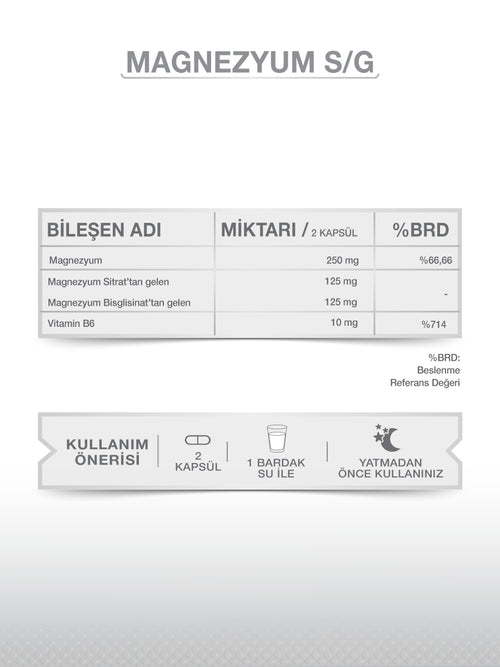 GOODDAY MAGNESIUM PLUS S/G (BİSGLİSİNAT SİTRAT & P5P)60 KAPSÜL